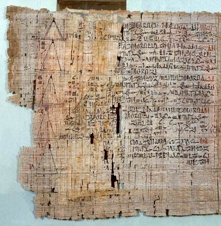 Section from the Rhind Mathematical Papyrus, stored in the British Museum.